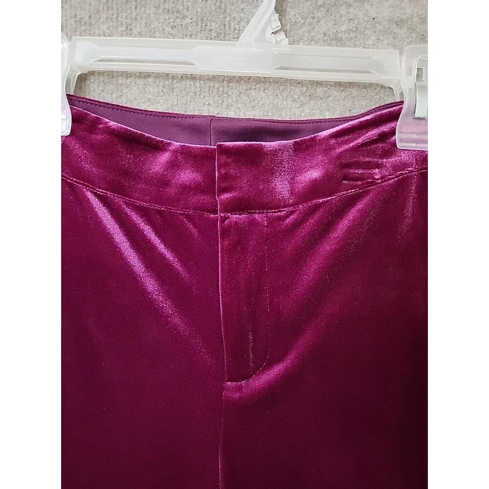 Nine West Velvet Dress Pants Womens L Australian Orchid Wide Leg Stretch NEW - Picture 2 of 7